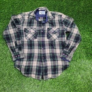 Vintage 90s Western Hippie Shadow Plaid Shirt S/M 19x28 Wool